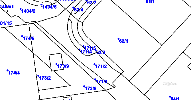 Parcela st. 62/3 v KÚ České Budějovice 4, Katastrální mapa