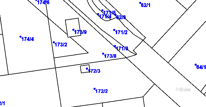 Parcela st. 173/8 v KÚ České Budějovice 4, Katastrální mapa