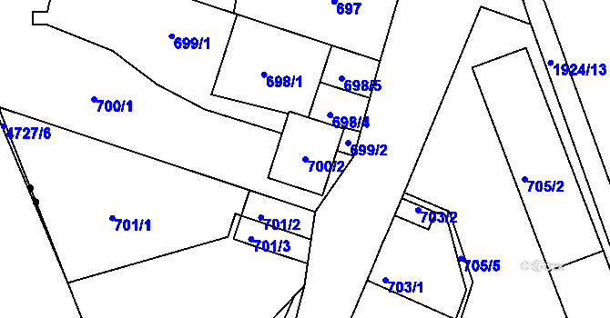 Parcela st. 700/2 v KÚ České Budějovice 4, Katastrální mapa