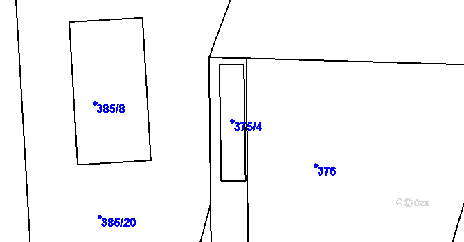 Parcela st. 375/4 v KÚ České Budějovice 4, Katastrální mapa