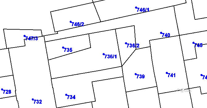 Parcela st. 736/1 v KÚ České Budějovice 4, Katastrální mapa