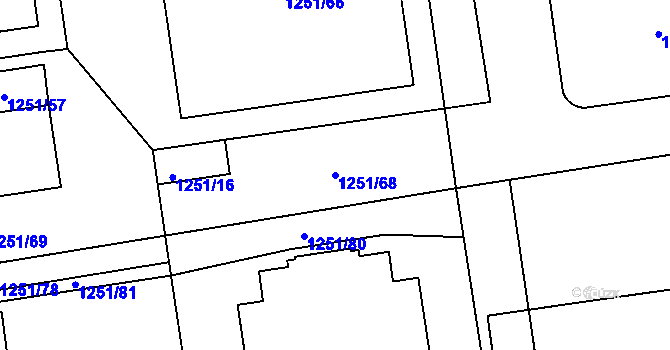 Parcela st. 1251/68 v KÚ České Budějovice 4, Katastrální mapa