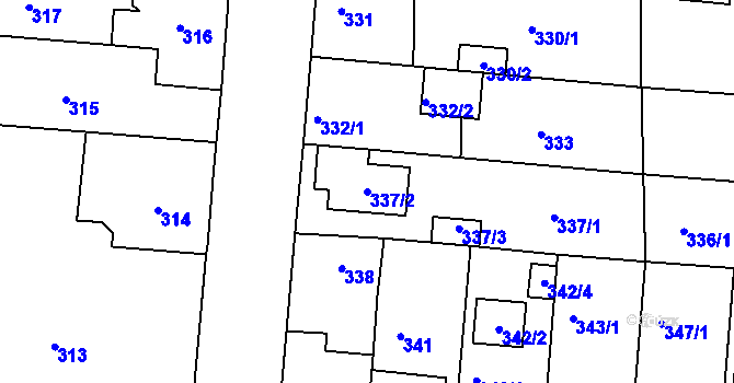 Parcela st. 337/2 v KÚ České Budějovice 4, Katastrální mapa