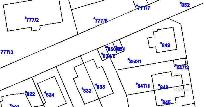 Parcela st. 834/2 v KÚ České Budějovice 4, Katastrální mapa