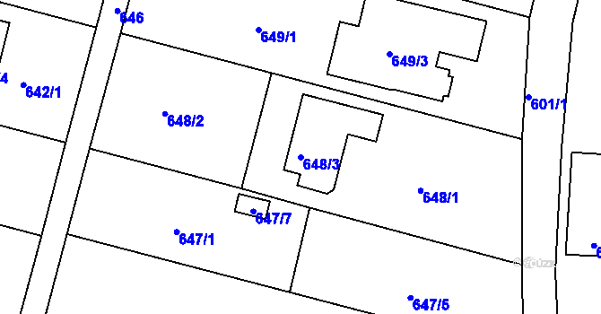 Parcela st. 648/3 v KÚ České Budějovice 5, Katastrální mapa