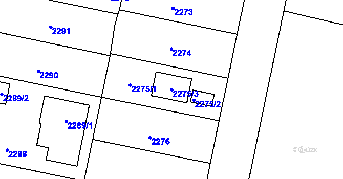 Parcela st. 2275/3 v KÚ České Budějovice 5, Katastrální mapa