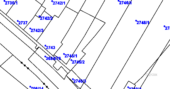 Parcela st. 2745/2 v KÚ České Budějovice 5, Katastrální mapa