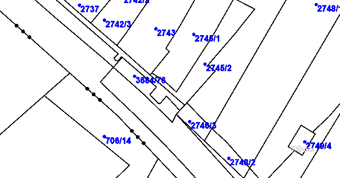 Parcela st. 2745/3 v KÚ České Budějovice 5, Katastrální mapa