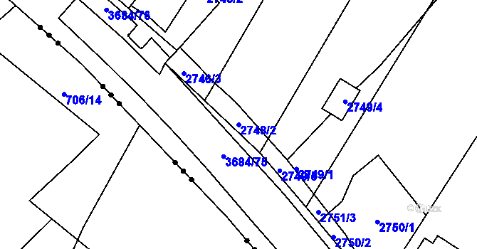 Parcela st. 2748/2 v KÚ České Budějovice 5, Katastrální mapa