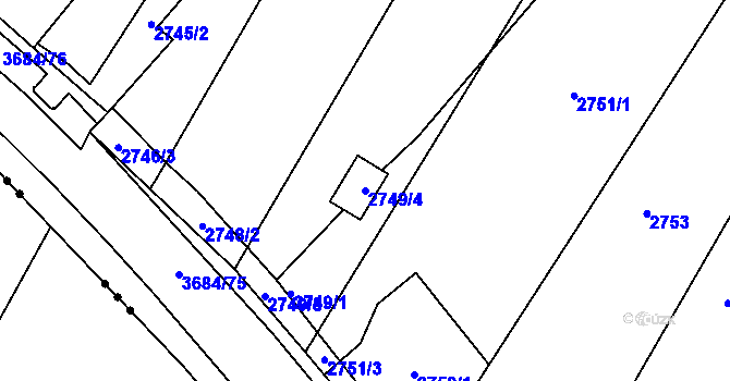 Parcela st. 2749/4 v KÚ České Budějovice 5, Katastrální mapa
