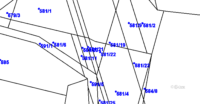 Parcela st. 581/22 v KÚ České Budějovice 5, Katastrální mapa