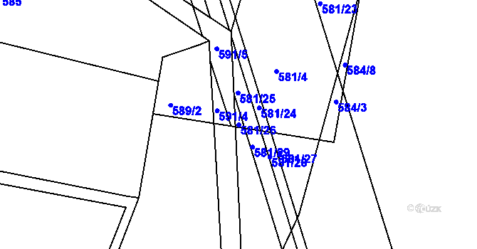Parcela st. 581/26 v KÚ České Budějovice 5, Katastrální mapa