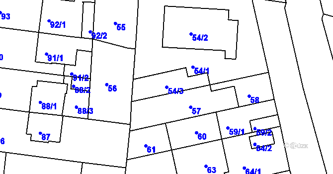 Parcela st. 54/3 v KÚ České Budějovice 5, Katastrální mapa