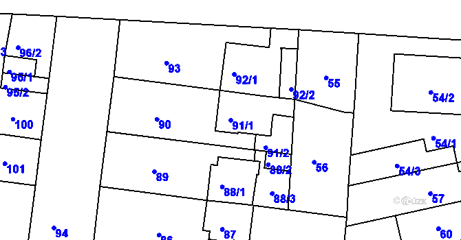 Parcela st. 91/1 v KÚ České Budějovice 5, Katastrální mapa