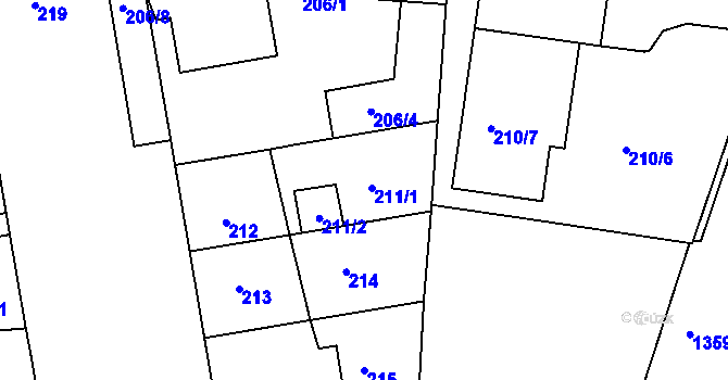 Parcela st. 211 v KÚ České Budějovice 5, Katastrální mapa