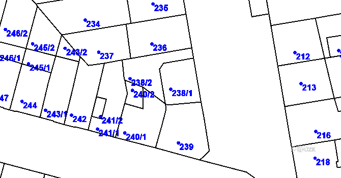 Parcela st. 238/1 v KÚ České Budějovice 5, Katastrální mapa