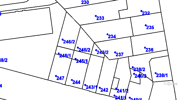 Parcela st. 243/2 v KÚ České Budějovice 5, Katastrální mapa