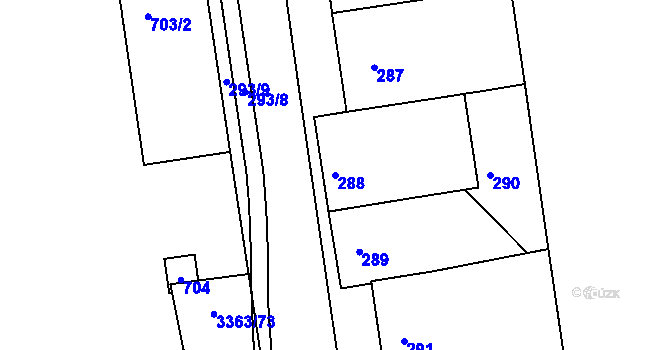 Parcela st. 288 v KÚ České Budějovice 5, Katastrální mapa