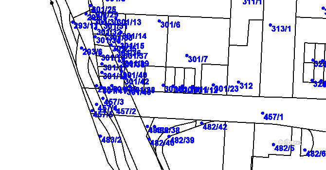 Parcela st. 301/9 v KÚ České Budějovice 5, Katastrální mapa