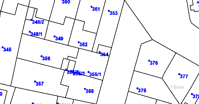 Parcela st. 354 v KÚ České Budějovice 5, Katastrální mapa