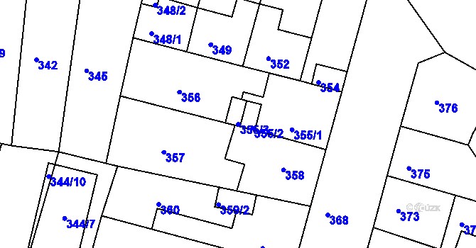 Parcela st. 355/3 v KÚ České Budějovice 5, Katastrální mapa