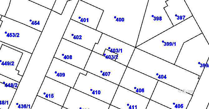 Parcela st. 403/2 v KÚ České Budějovice 5, Katastrální mapa