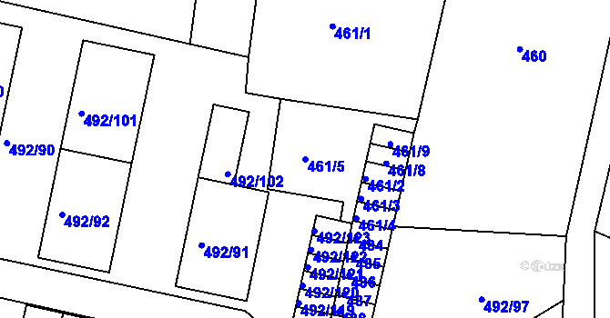 Parcela st. 461/5 v KÚ České Budějovice 5, Katastrální mapa