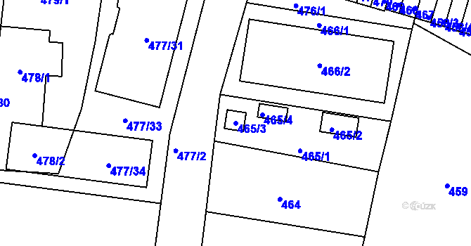 Parcela st. 465/3 v KÚ České Budějovice 5, Katastrální mapa