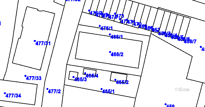 Parcela st. 466 v KÚ České Budějovice 5, Katastrální mapa