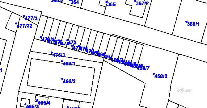 Parcela st. 467 v KÚ České Budějovice 5, Katastrální mapa