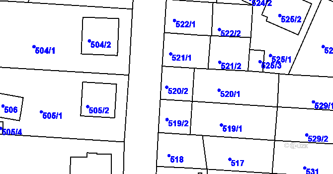 Parcela st. 520/2 v KÚ České Budějovice 5, Katastrální mapa