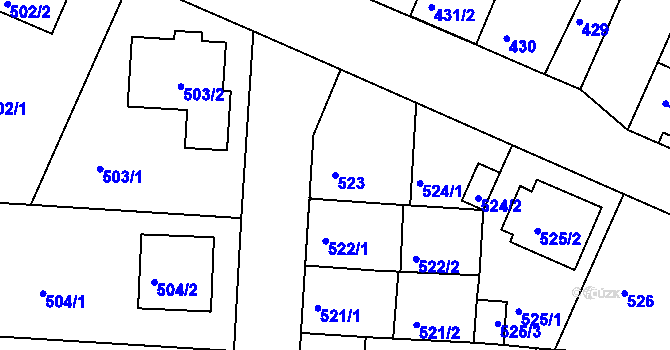 Parcela st. 523 v KÚ České Budějovice 5, Katastrální mapa