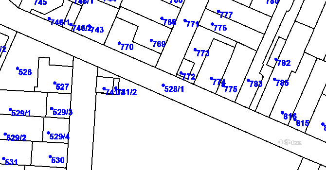 Parcela st. 528/1 v KÚ České Budějovice 5, Katastrální mapa