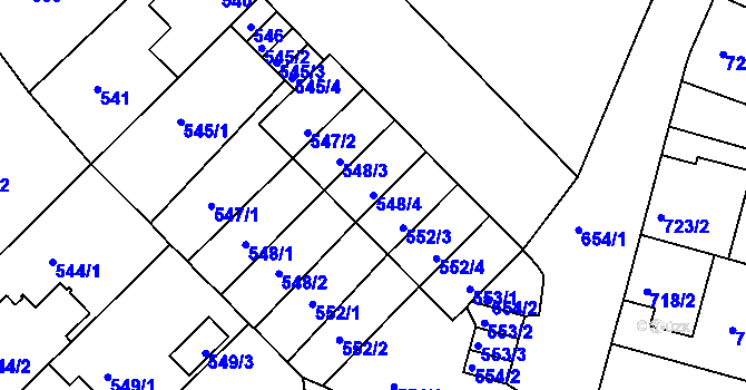 Parcela st. 548/4 v KÚ České Budějovice 5, Katastrální mapa