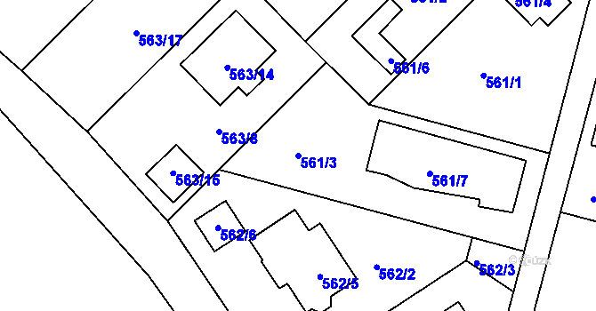 Parcela st. 561/3 v KÚ České Budějovice 5, Katastrální mapa