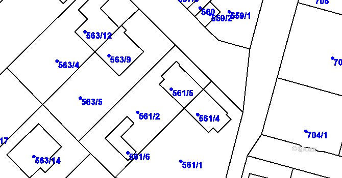 Parcela st. 561/5 v KÚ České Budějovice 5, Katastrální mapa
