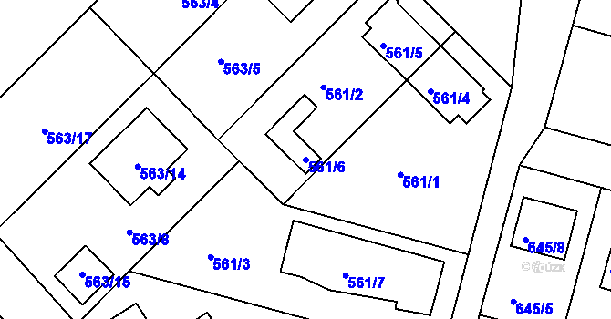 Parcela st. 561/6 v KÚ České Budějovice 5, Katastrální mapa