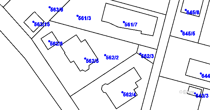 Parcela st. 562/2 v KÚ České Budějovice 5, Katastrální mapa