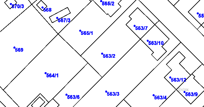 Parcela st. 563/2 v KÚ České Budějovice 5, Katastrální mapa