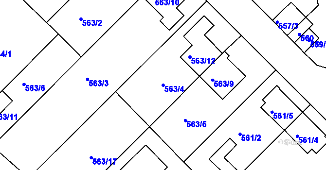 Parcela st. 563/4 v KÚ České Budějovice 5, Katastrální mapa