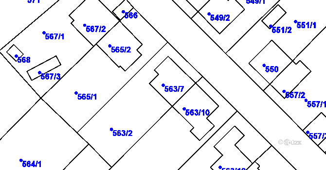 Parcela st. 563/7 v KÚ České Budějovice 5, Katastrální mapa