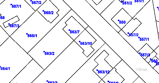 Parcela st. 563/10 v KÚ České Budějovice 5, Katastrální mapa
