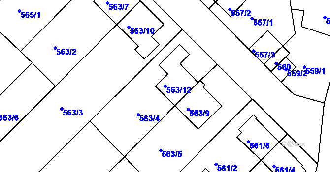 Parcela st. 563/12 v KÚ České Budějovice 5, Katastrální mapa