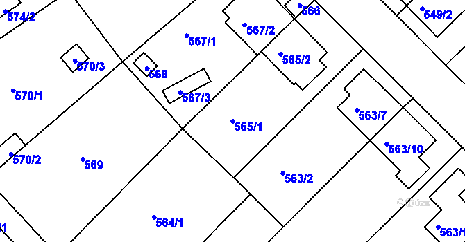 Parcela st. 565/1 v KÚ České Budějovice 5, Katastrální mapa