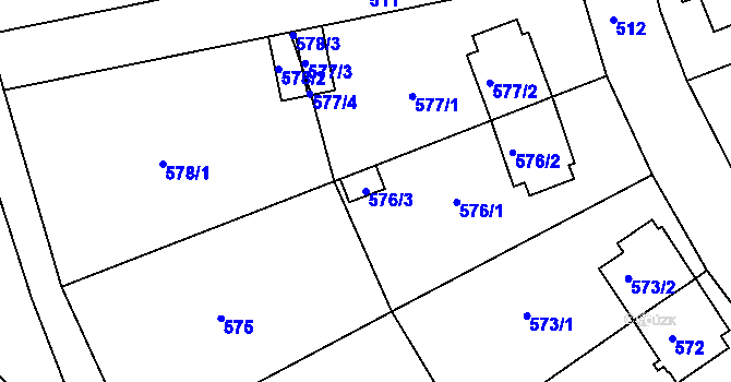 Parcela st. 576/3 v KÚ České Budějovice 5, Katastrální mapa