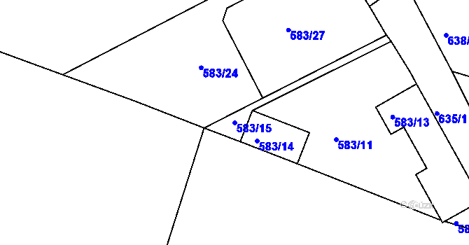 Parcela st. 583/15 v KÚ České Budějovice 5, Katastrální mapa