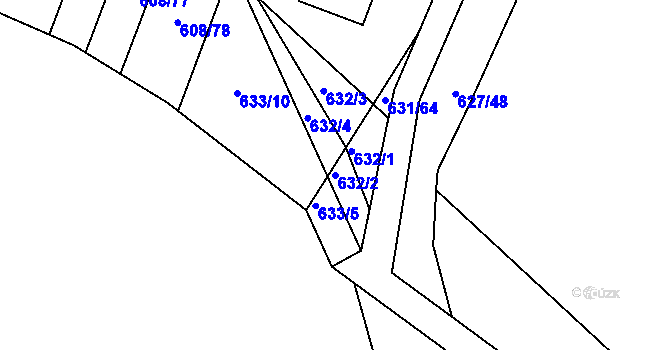 Parcela st. 632/2 v KÚ České Budějovice 5, Katastrální mapa