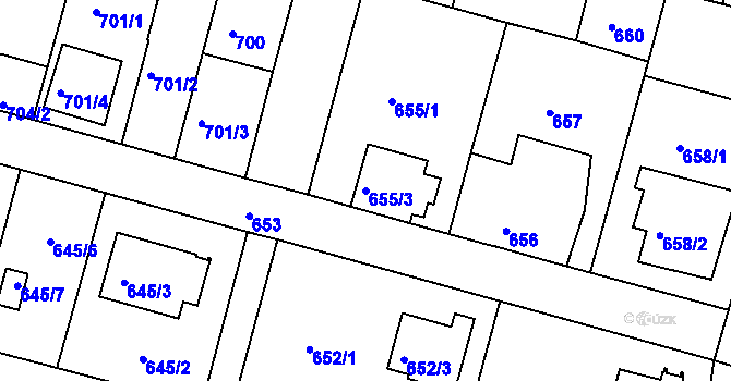 Parcela st. 655/3 v KÚ České Budějovice 5, Katastrální mapa
