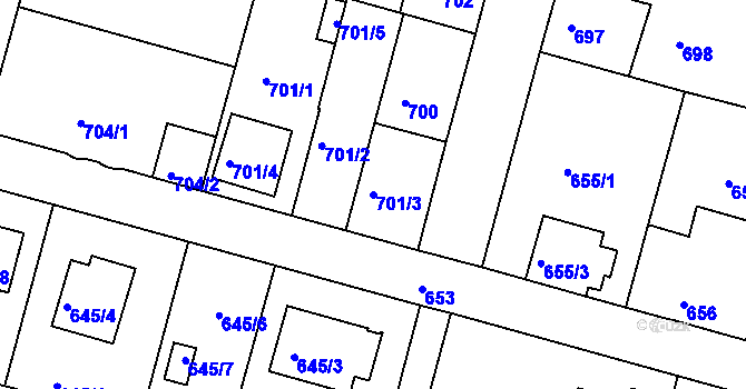 Parcela st. 701/3 v KÚ České Budějovice 5, Katastrální mapa