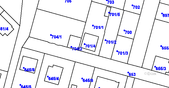 Parcela st. 701/4 v KÚ České Budějovice 5, Katastrální mapa